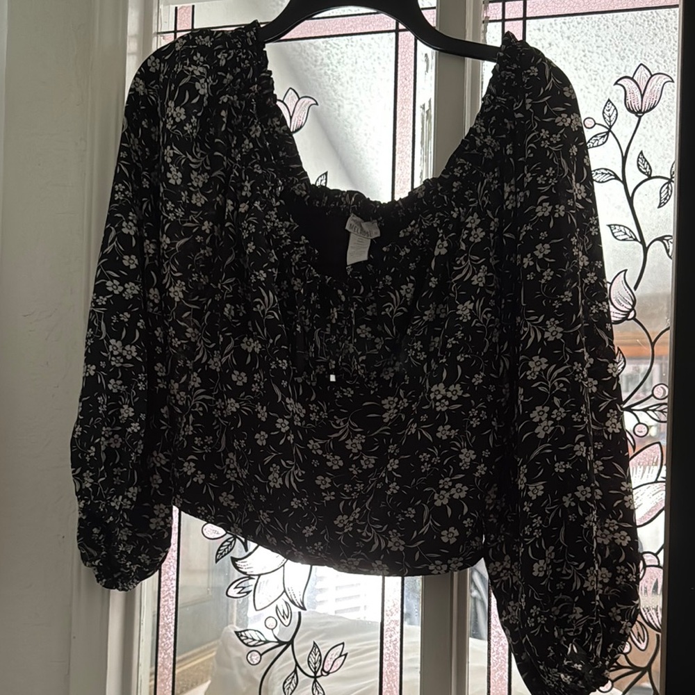 Floral Black Blouse